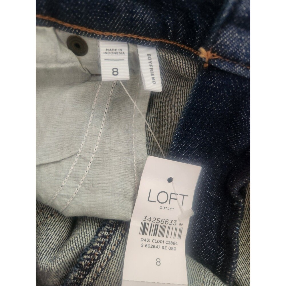 LOFT Boyfriend Jeans Women Size 8 Size 10 Dark Wash Denim Relaxed Straight - Picture 5 of 8